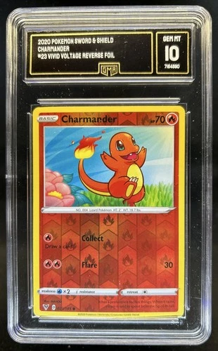 2020 Pokemon SWSH Vivid Voltage Charmander Reverse Holo #023/185 GMA 10