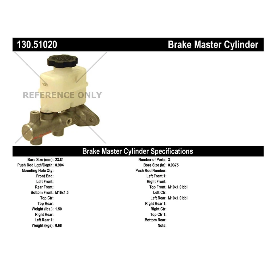 Centric Parts 130.51020 Brake Master Cylinder For 99-06 Magentis Optima Sonata - Image 4 of 4