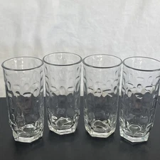 Crisa Vintage Bubble & Lined Clear Glasses Signed & Numbered Set of 4