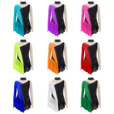 Girls Dancewear Performance Dress Dance Skirted Competition Color Block Ballet