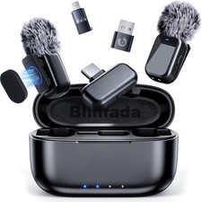 Mini Wireless Lavalier Microphone for Iphone Android Camera, Dual Channel Wirele