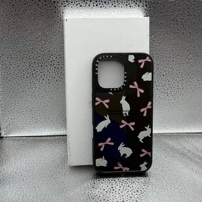 CASETiFY Mirror iPhone 16 Hülle Stoßfest Magsafe Rabbit Ribbon Silber auf Schwarz