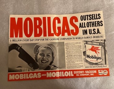 21x14 Original 1937 Mobil Ad MOBILGAS OUTSELLS ALL OTHER IN USA Free Shipping
