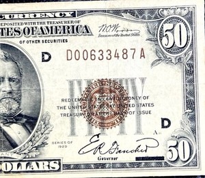 1929 $50 (( Cleveland Ohio )) Federal Reserve Bank ((VF+XF)) Note Paper Currency