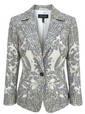 Escada Women's Blazer - Gray and Blue Pattern 34 (U.S. 4)