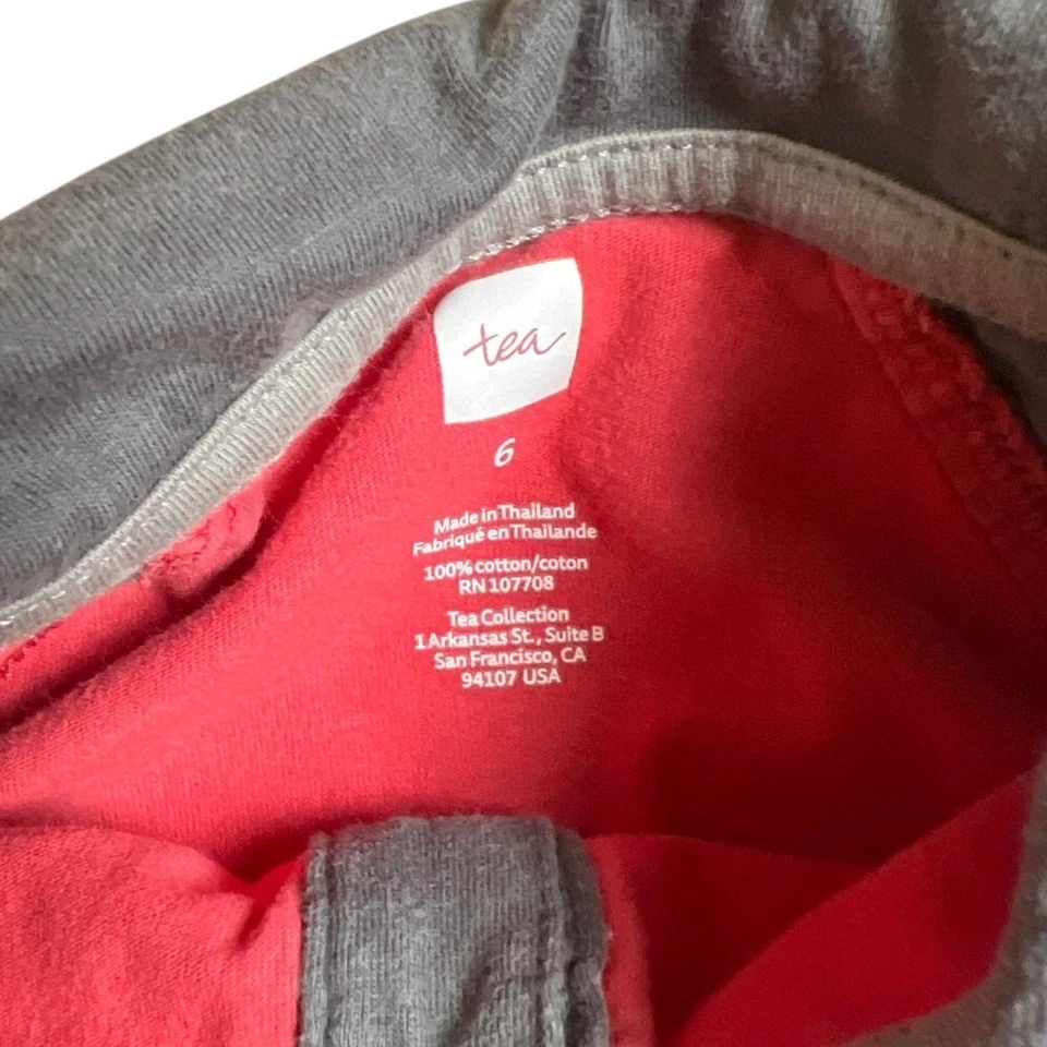 Tea Collection Boy Size 6 Polo Short Sleeve Red/Gray Shirt  - Image 2 of 4