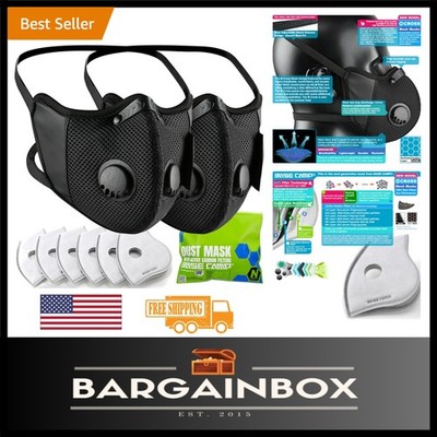 M Cross Black Dust Mask - N95 Reusable Face Mask with 6 Activated Carbon Filters
