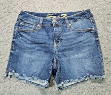 Seven 7 blue denim weekend shorts frayed women size 4