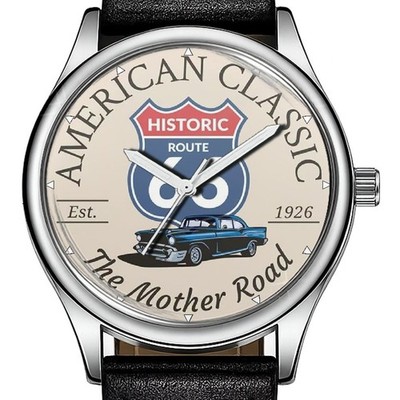 American Route 66 Mother Road Art Rare Trendy 38mm Face Armbanduhr