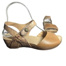 Spring Step L  Artiste Ceylan Embossed Leather Sandals Tan Beige EU 37 US 7