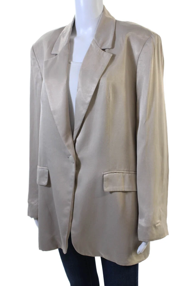 Chaqueta Blazer Zara Para Mujer Mangas Largas Forrada Un Botón Beige Talla L Foto 3 de 4