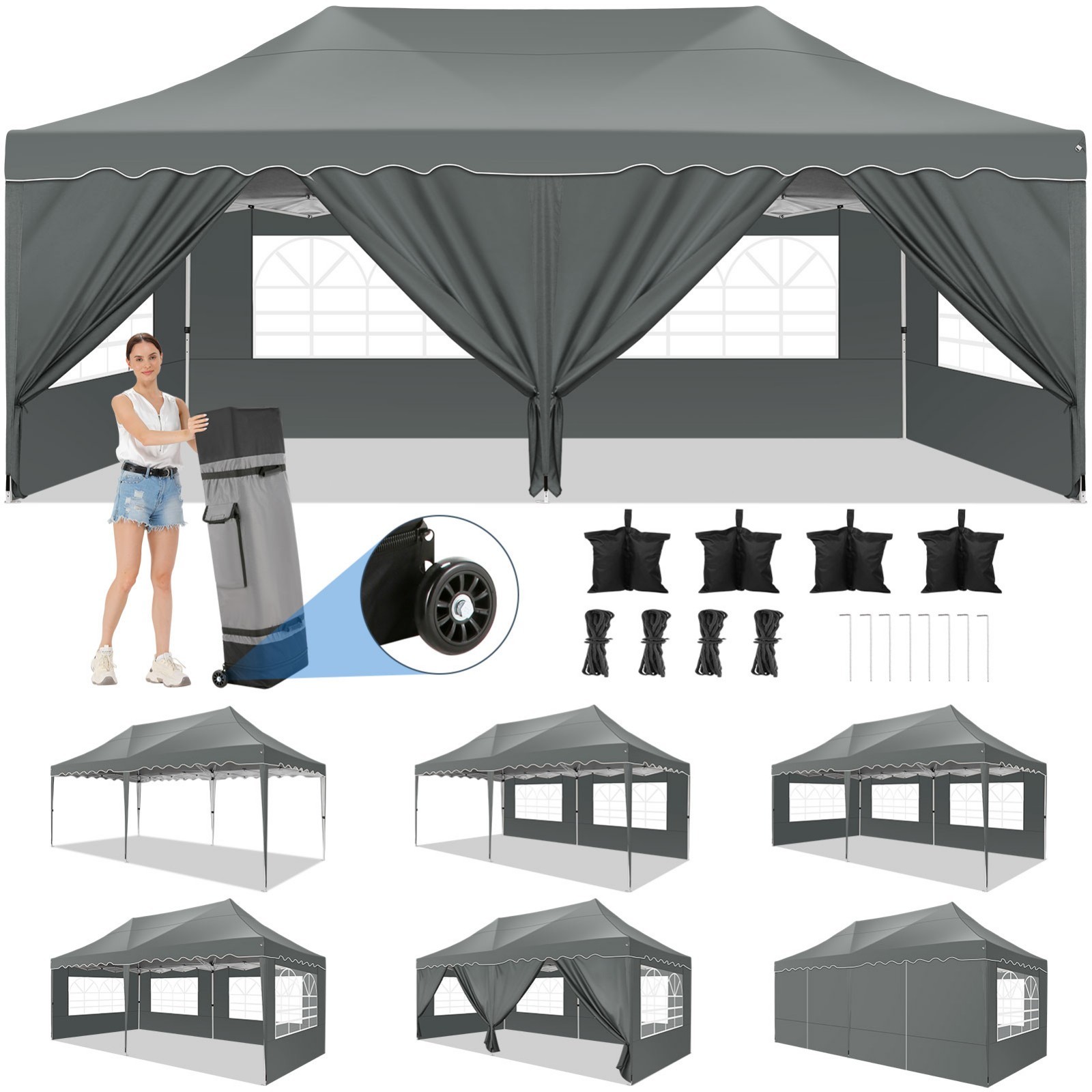 Tent Instant Shelter Party Gazebo With 6 Sidewalls