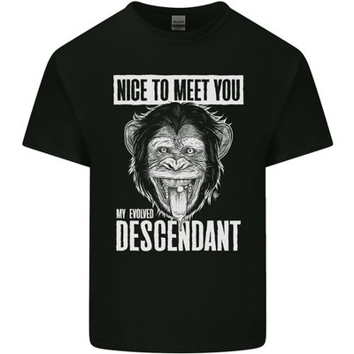 Schimpanse Evolved Descendant Lustig Affe Herren Leichte Baumwolle T-Shirt