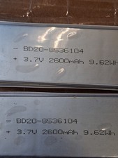 li-on batteries, 3.7V 2600mAh 9.62Wh