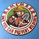 Vintage Smokey Bear Porcelain Sign - Only You Can Prevent Wildfires Sign