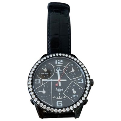 JACOB & CO Five Time Zone Quartz Diamond Bezel Stainless Steel Black USED w/BOX