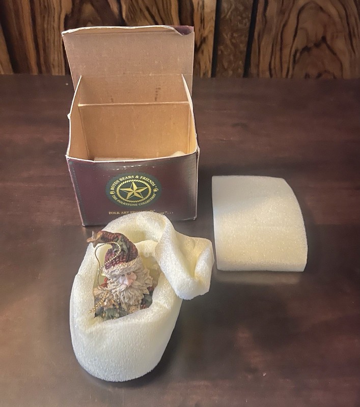 1995 Boyds Bears Nicholai Santa With Tree Folkstone Christmas Ornament With Box