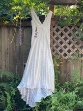 Lulu's Infinite Bliss Ivory Lace Backless Trumpet Maxi Dress S tailored 