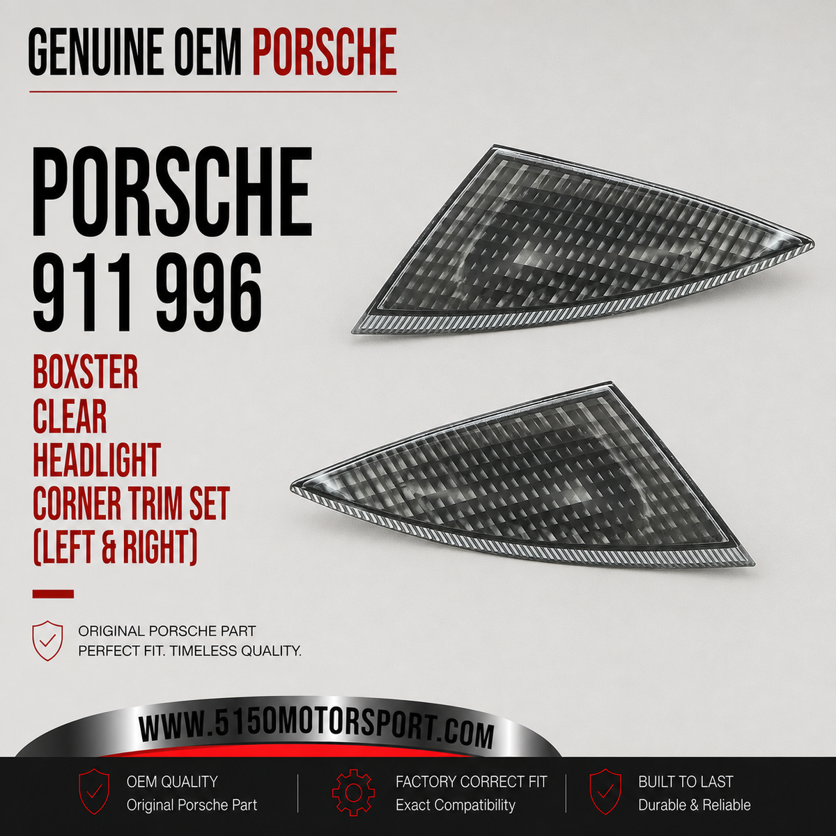 Porsche 996、986 ヘッドライトトリム 左右セット Genuine Porsche 911 996 986 Clear Headlight Corner Trim Set