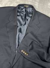 Stafford Blazer Men  s 50R Navy Wool 2 Button Brass Buttons Classic Executive
