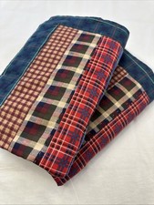 Quilted Patchwork Pillow Shams Standard Multicolored Madras Plaid Set 2 Cotton