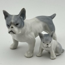 Miniature Porcelain French Bulldog And Puppy Made In Germany VTG *Read