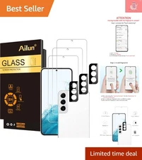 Easy Install Tempered Glass Protector Set - 3 Screen & Camera Protectors for S22