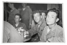 WW2 Era Photo U.S. Army Group GIs Drinking In Barracks