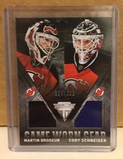 Martin Brodeur Cory Schneider 2013-14 Panini Titanium Game Worn Gear Jersey /300