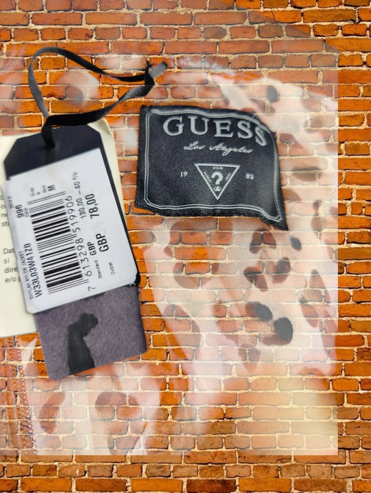 BNWT GUESS BLACK SHYLAH NYLON JACKET MEDIUM WOMENS ANIMAL BOMBER JACKET RRP £78 - Image 4 of 4