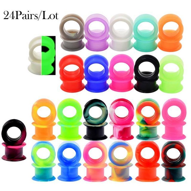 49PCS Thick Silicone Ear Gauges Set Soft Flesh Tunnels Earskin Expander