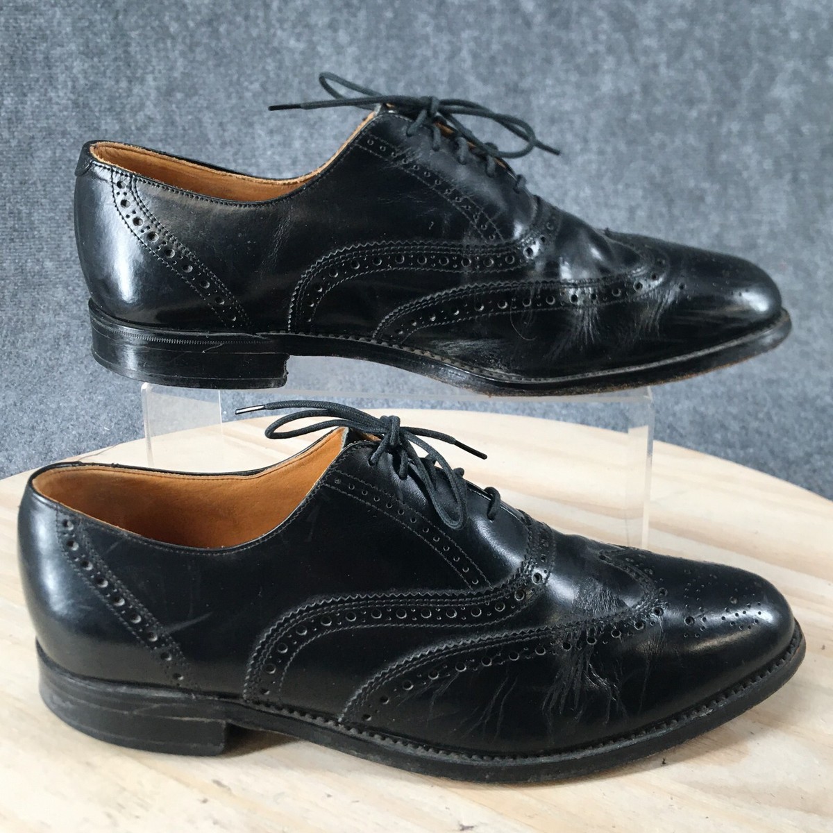 Eaton Royal Sceptre Dress Shoes Mens 10 Brogue Black Leather Wingtip  Perforated