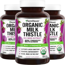 USDA Organic Milk Thistle Capsules  30X Concentrated Seed Extract  80 Sily...