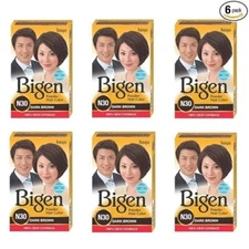 Bigen Powder Hair Color, Dark Brown N30 - Pack of 6 (Combo Set)