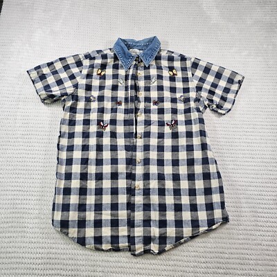 Basic Editions Shirt Womens 16 Vintage Button Down Plaid Butterflies Grannycore
