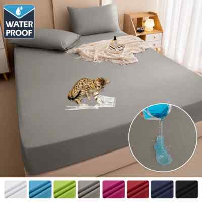 Fitted Bed Sheet With Elastic Band Anti-slip,Adjustable Mattress Cover Protector