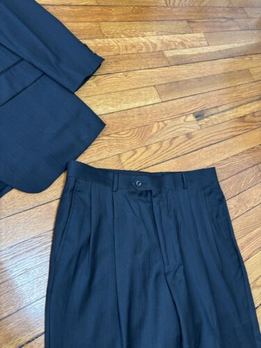 Stafford Men's 2PC Suit Size 40S Blazer Jacket 32x26 Black Dress Pants Wool Silk - Picture 3 of 14