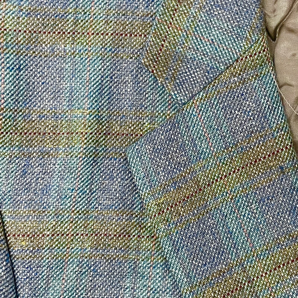 Ibiza синий переливающийся современный Sport пальто тень клетку куртка шелк льняной блейзер - Изображение 2 из 4