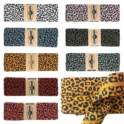 Schrägband Jersey 3m mit Leopard Print 20mm gefalzt Oaki Doki Einfassband