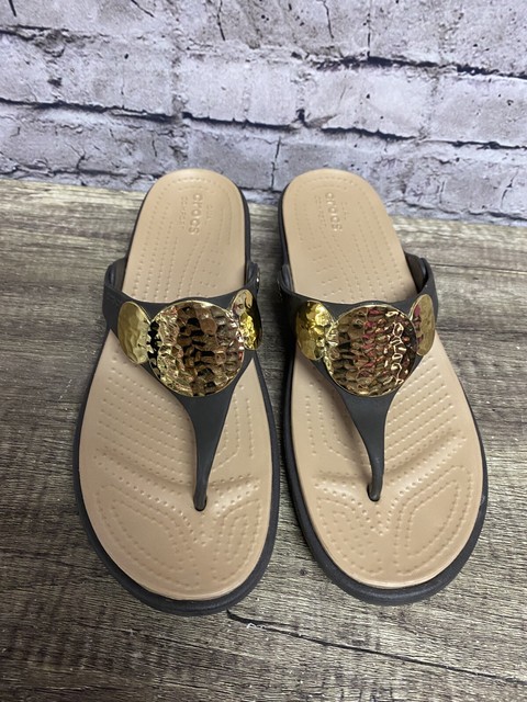 CROCS DUAL COMFORT WOMEN'S SLIDES SANDALS SHOES, CHARCOAL GRAY, SIZE 10, OOP | eBay