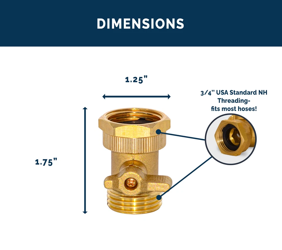 Válvula de cierre conector de manguera de jardín de latón resistente Morvat, paquete de 2 Foto 4 de 4