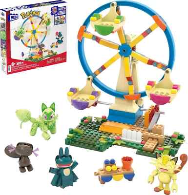 Mega Construx Pokemon Riesenrad Fun Set mit 393 Teilen, 4 beweglichen Figuren