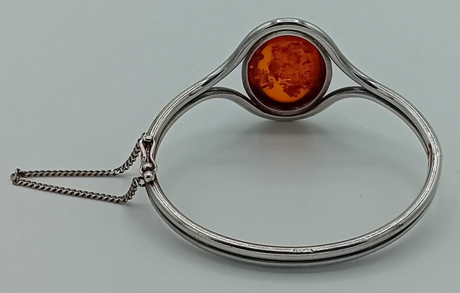 Baltic Amber Solid Silver Handmade Bangle - Hallm… - image 2