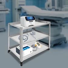 3-Layer Kitchen Trolley Cart Silver Rolling Cart Utility Shelf Load 300lbs