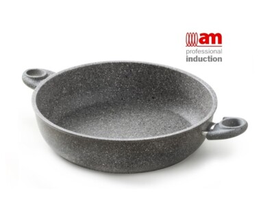 Castey b-s24 Trimetal padella a induzione con manico lungo in silicone, 24 cm, in acciaio INOX, colore argento