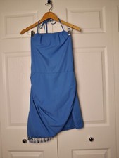 Pretty Little Thing Halter Top Strapless Ruffled Blue Mini Dress NWT Size 6