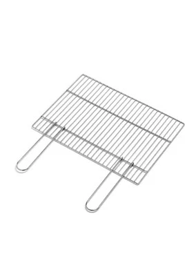 OMPAGRILL Graticola Griglia Bistecchiera per Barbecue in Acciaio Cromato Manici Pieghevoli