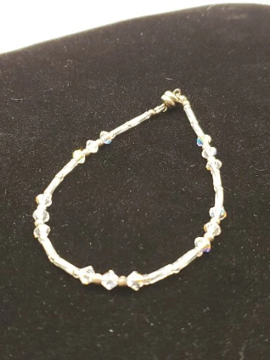 Bracelet Handmade Jewelry - Women's 8"  -Iridescent Crystal Glass Beads  - Image 2 of 4