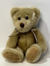 First  Main Minky Plush Teddy Bear 8" Stuffed Animal Bow Corduroy Feet