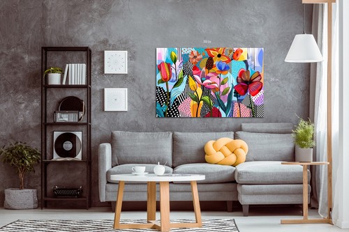 Atemberaubende Blumen schönes Leinwandbild frische lebendige Farben modern - Bild 3 von 7